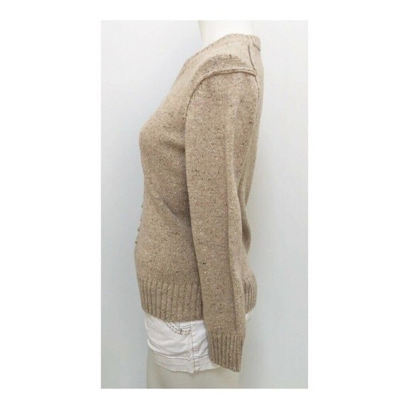 Liz Claiborne Women’s Medium Sweater Beige Cable Knit V-Neck Pullover - Picture 4 of 7